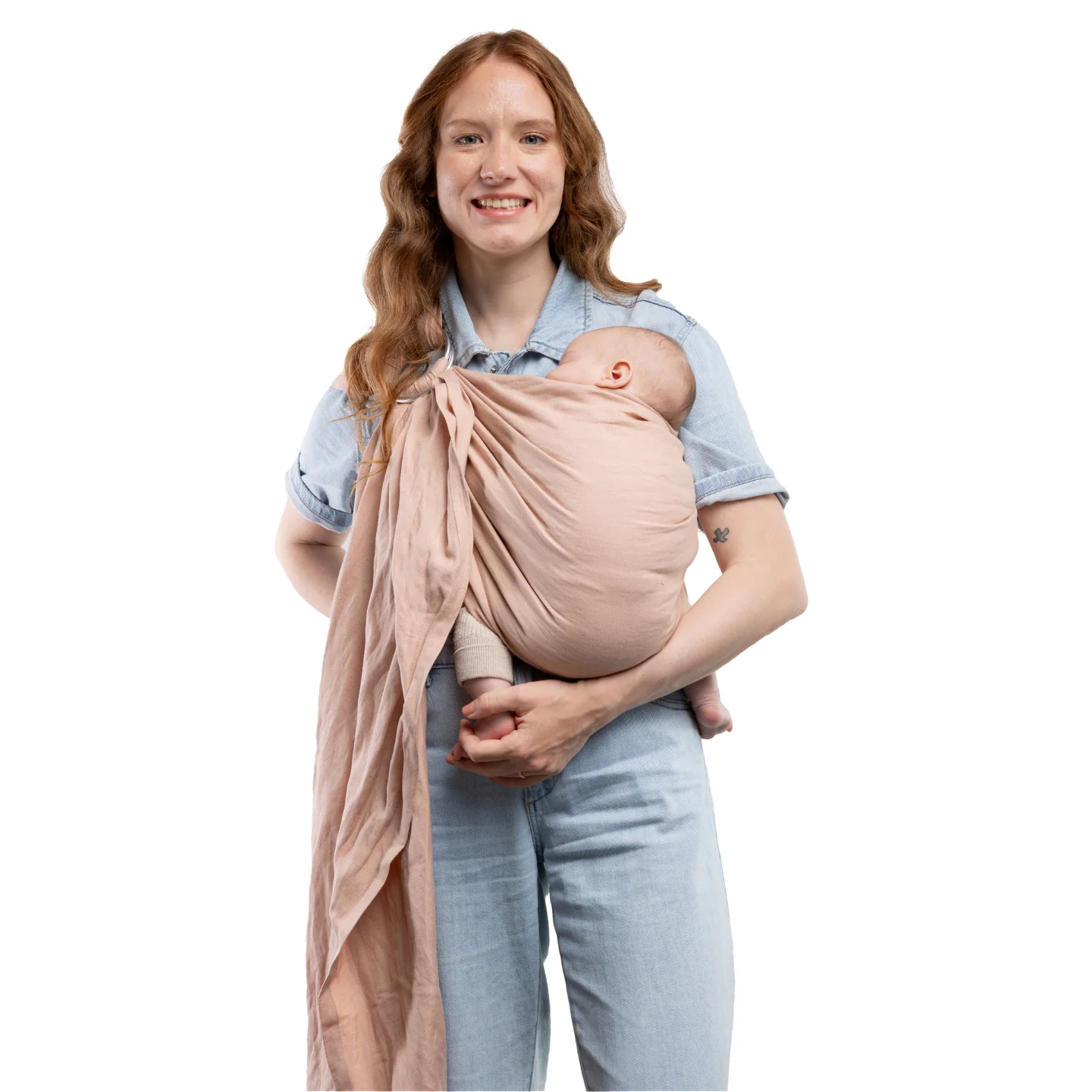 Boba Ring Sling Linen Carrier in Peony - Image 3