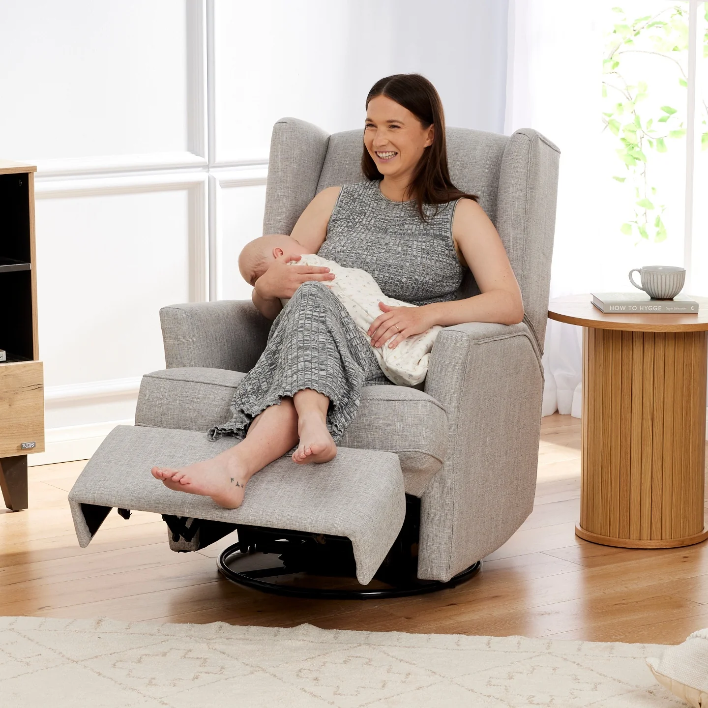 Chelsea Electric Recliner Glider Chair with USB in Pure Grey - Image 4