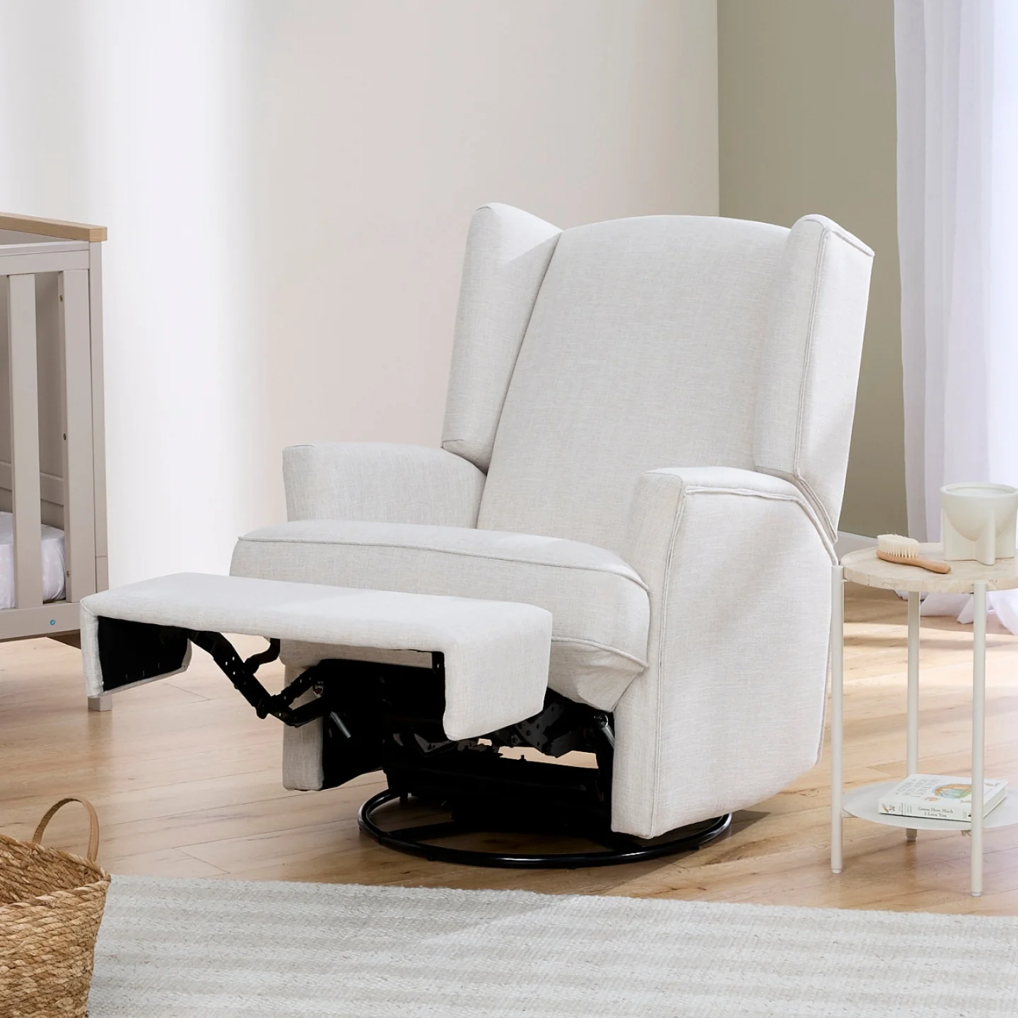 Chelsea Recliner Glider Nursery Chair in Eggshell - Image 5