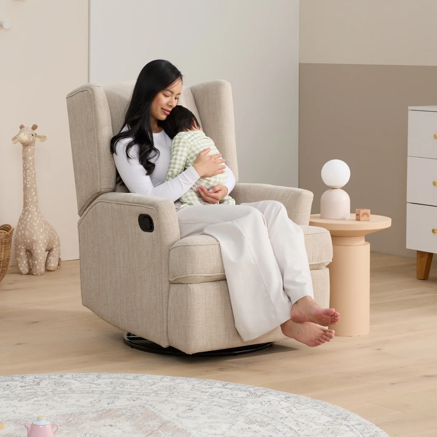 Chelsea Recliner Glider Nursery Chair in Latté - Image 3