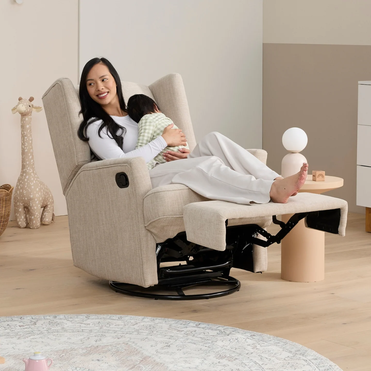 Chelsea Recliner Glider Nursery Chair in Latté - Image 4