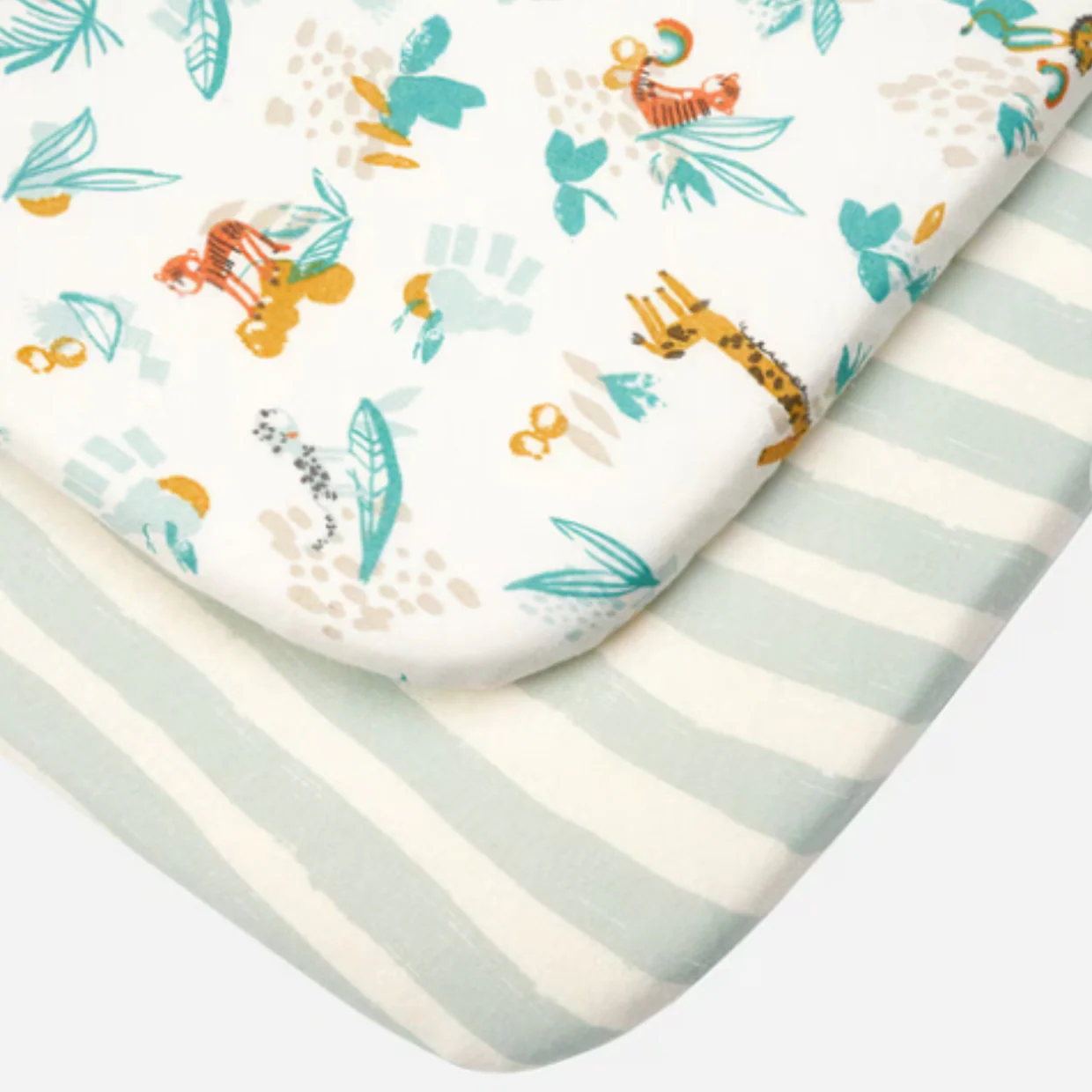 CoZee Bassinet Fitted Sheet Twin Pack in Run Wild - Image 4