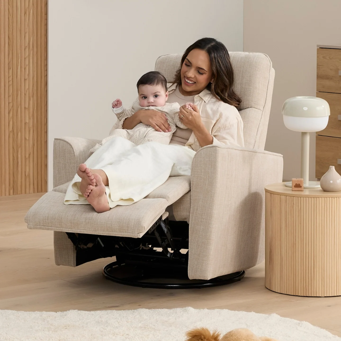 Felix Recliner Glider Nursery Chair in Latté - Image 6