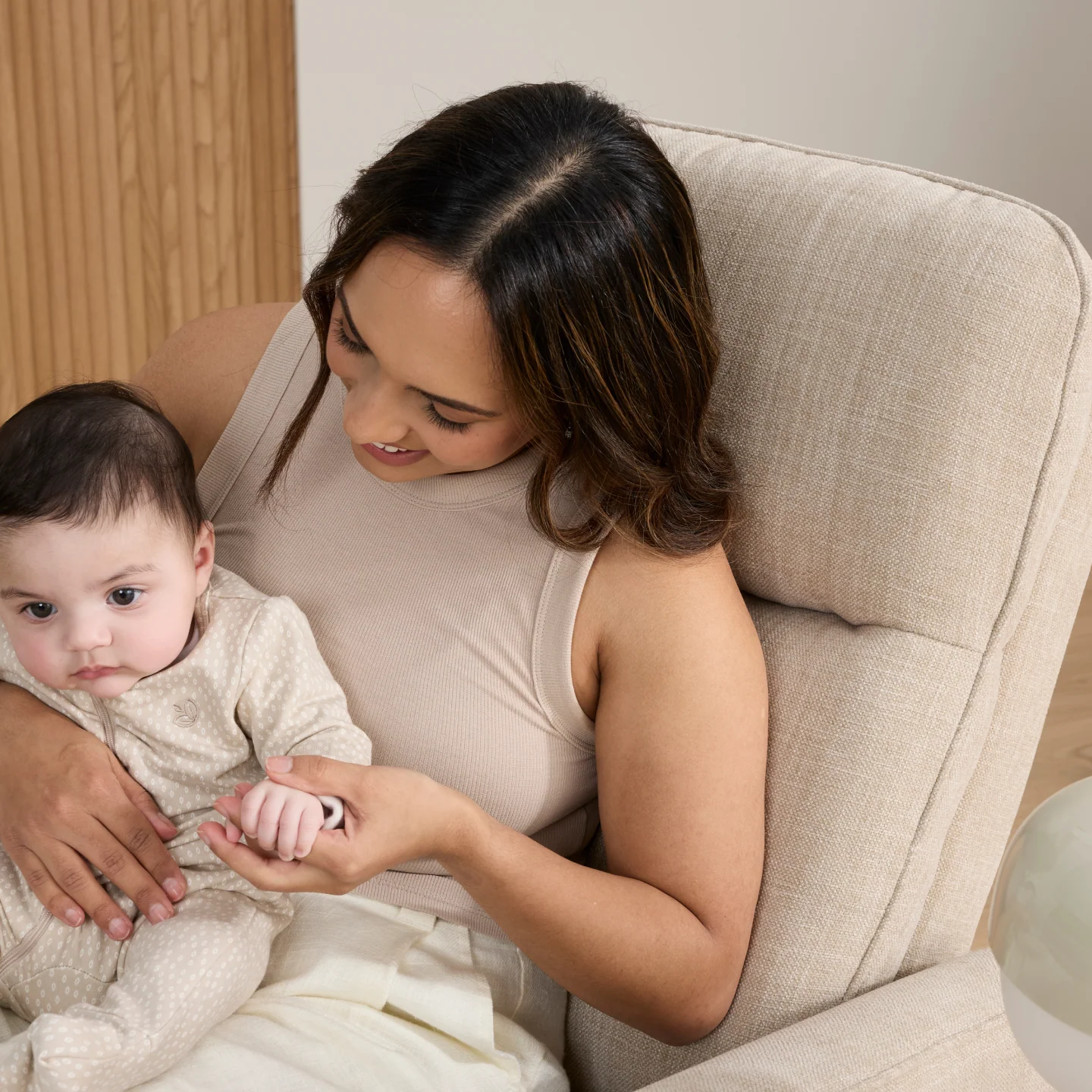 Felix Recliner Glider Nursery Chair in Latté - Image 7