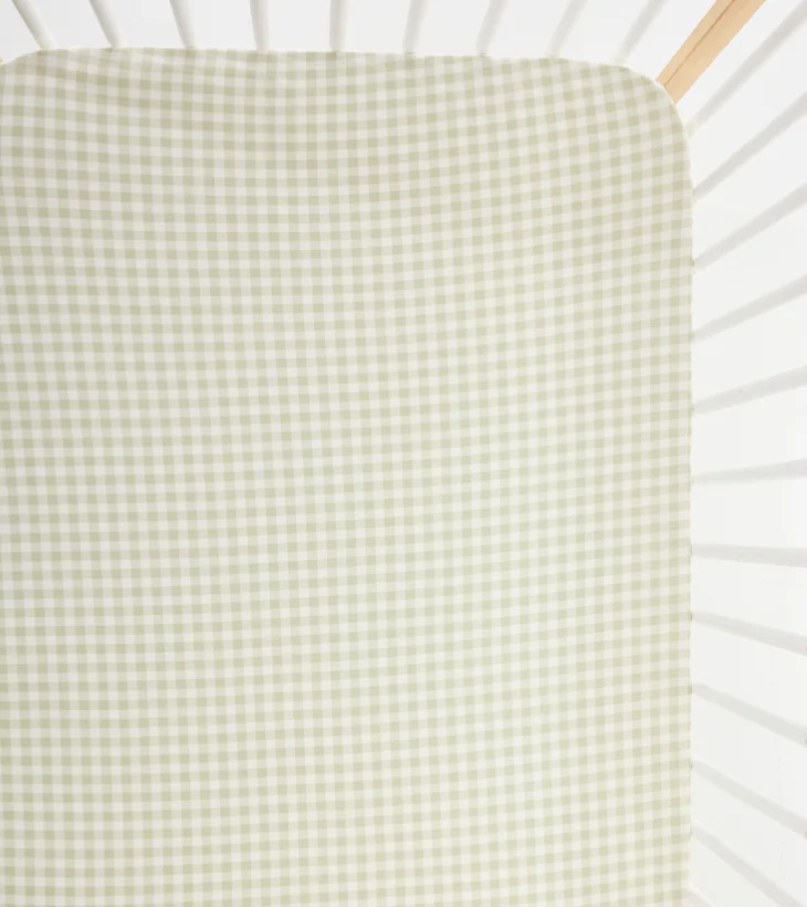 Fitted Cot Sheet in Gumleaf Gingham - Image 3