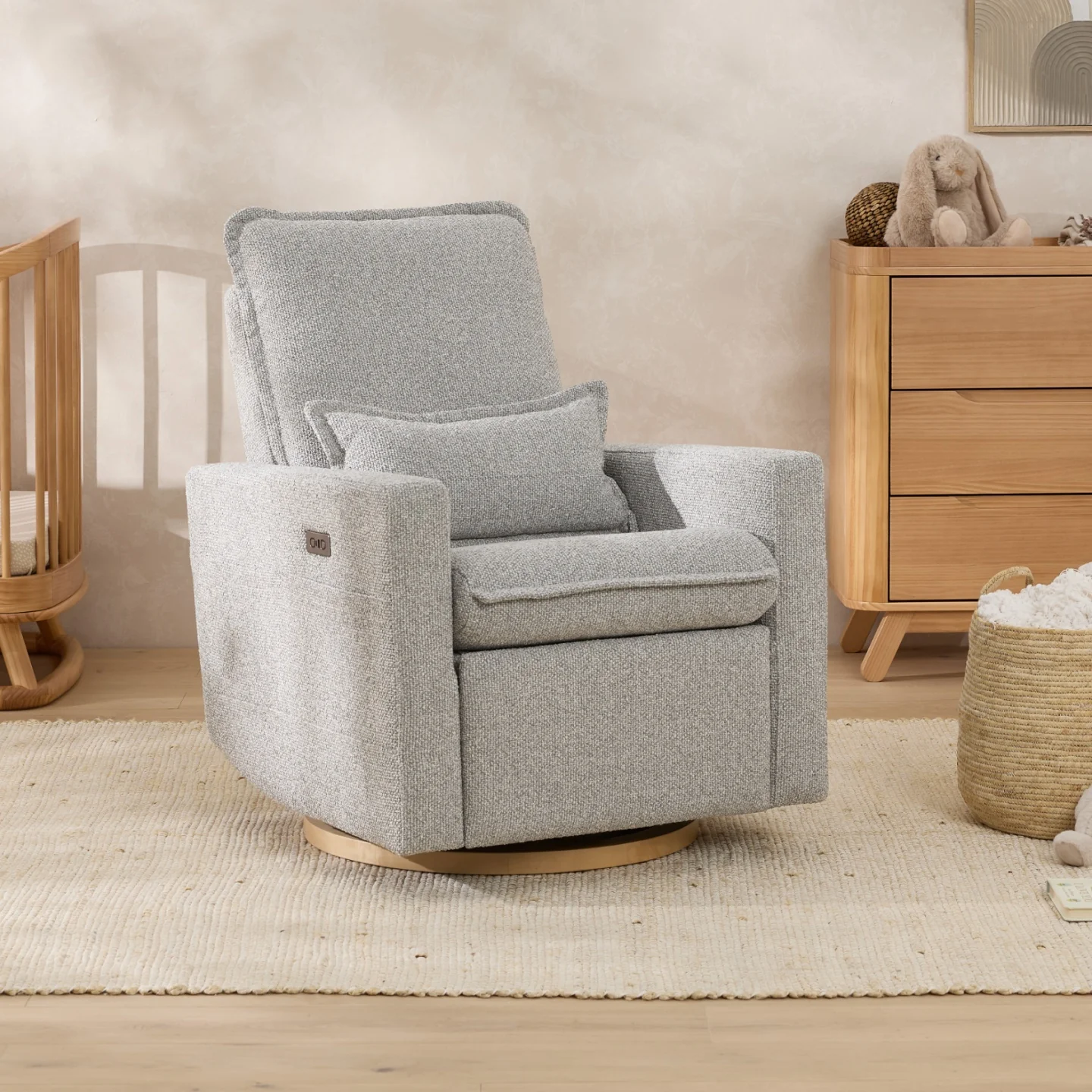 Frankie Electric Recliner Glider Nursery Chair in Grey Speckle Soft Tweed - Image 6