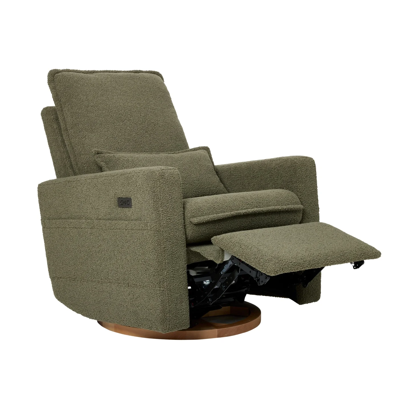 Frankie Electric Recliner Glider Nursery Chair in Olive Teddy - Image 9
