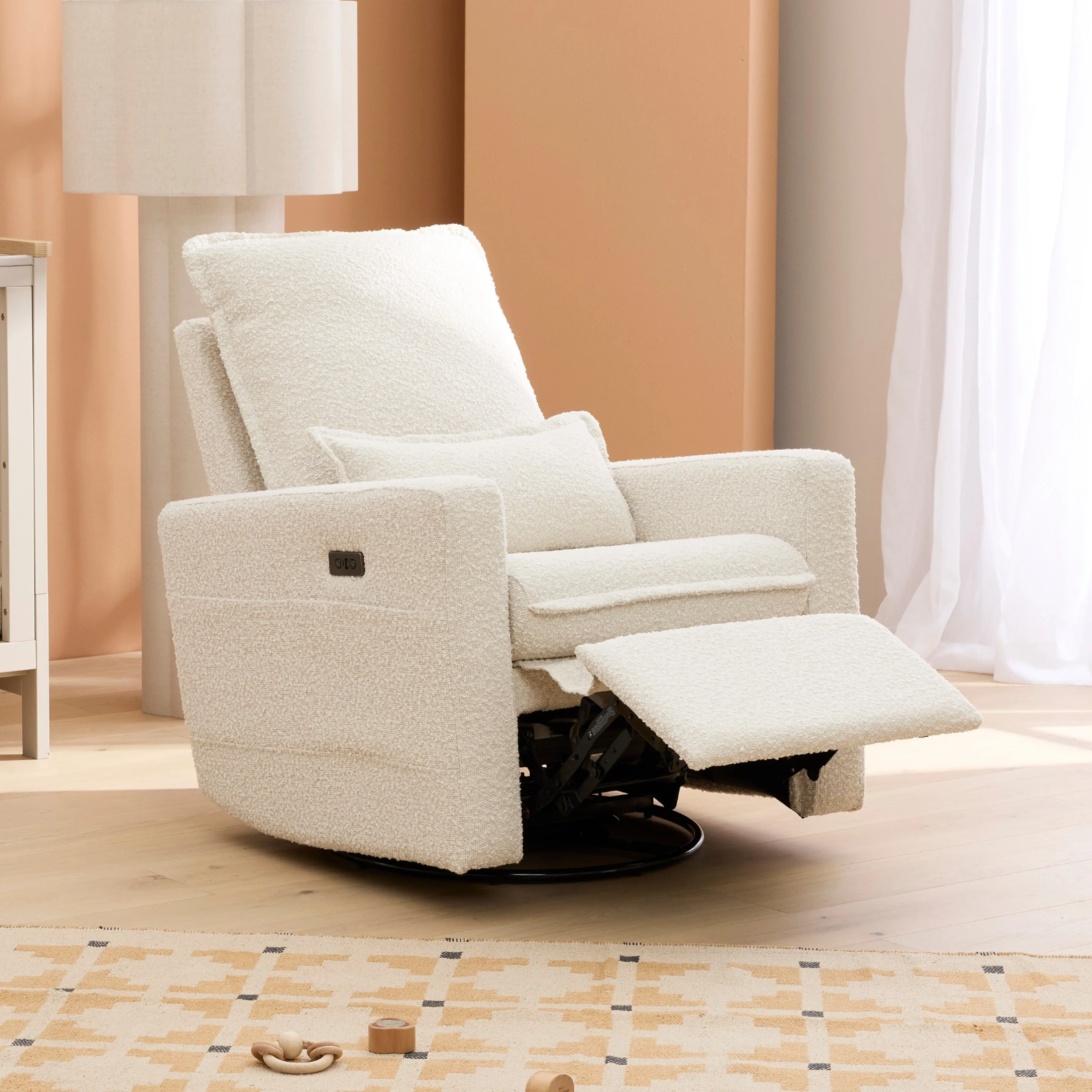 Frankie Electric Recliner Glider Nursery Chair in Vanilla Bouclé - Image 4