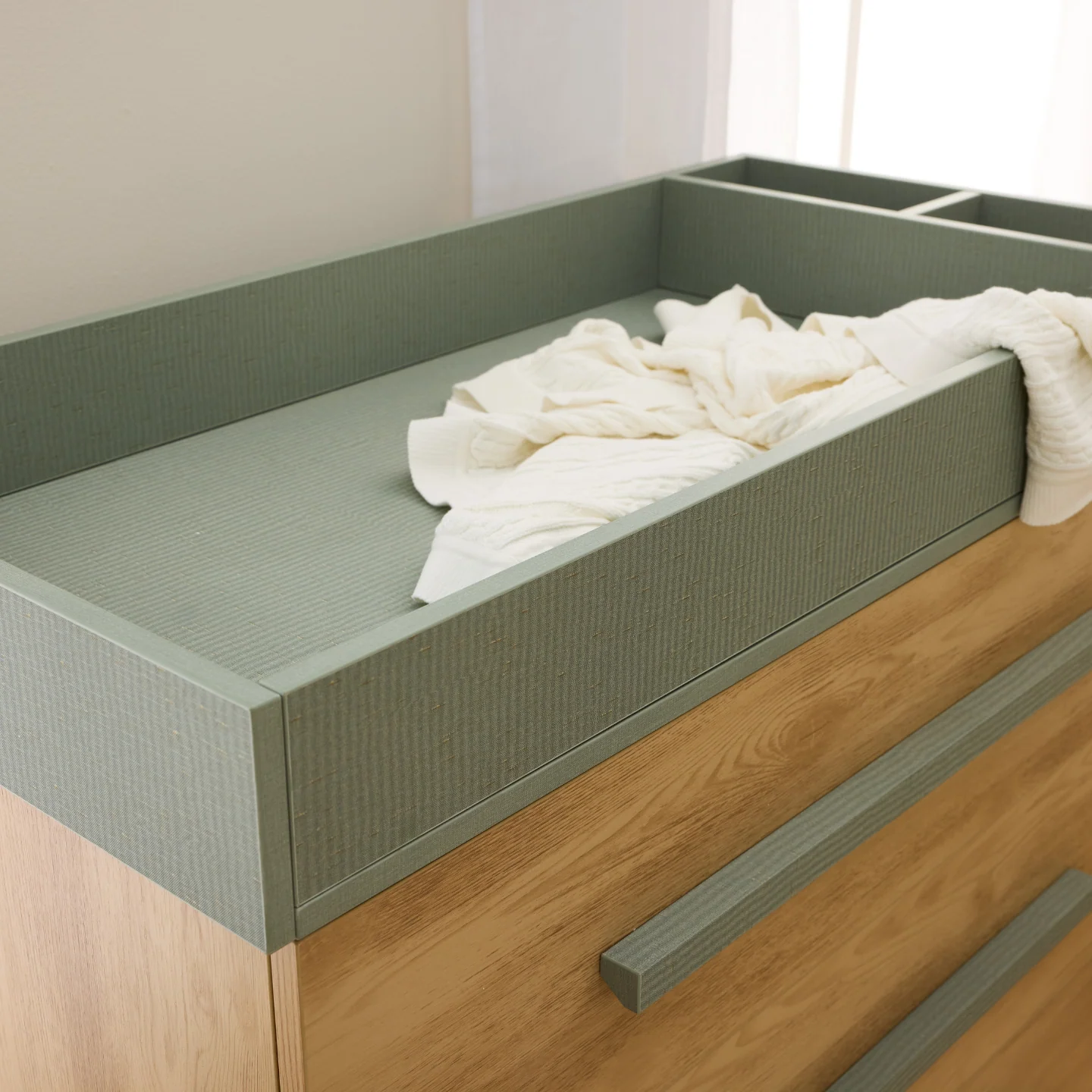 Hallee Chest Changer in Sage Weave & Golden Oak - Image 3