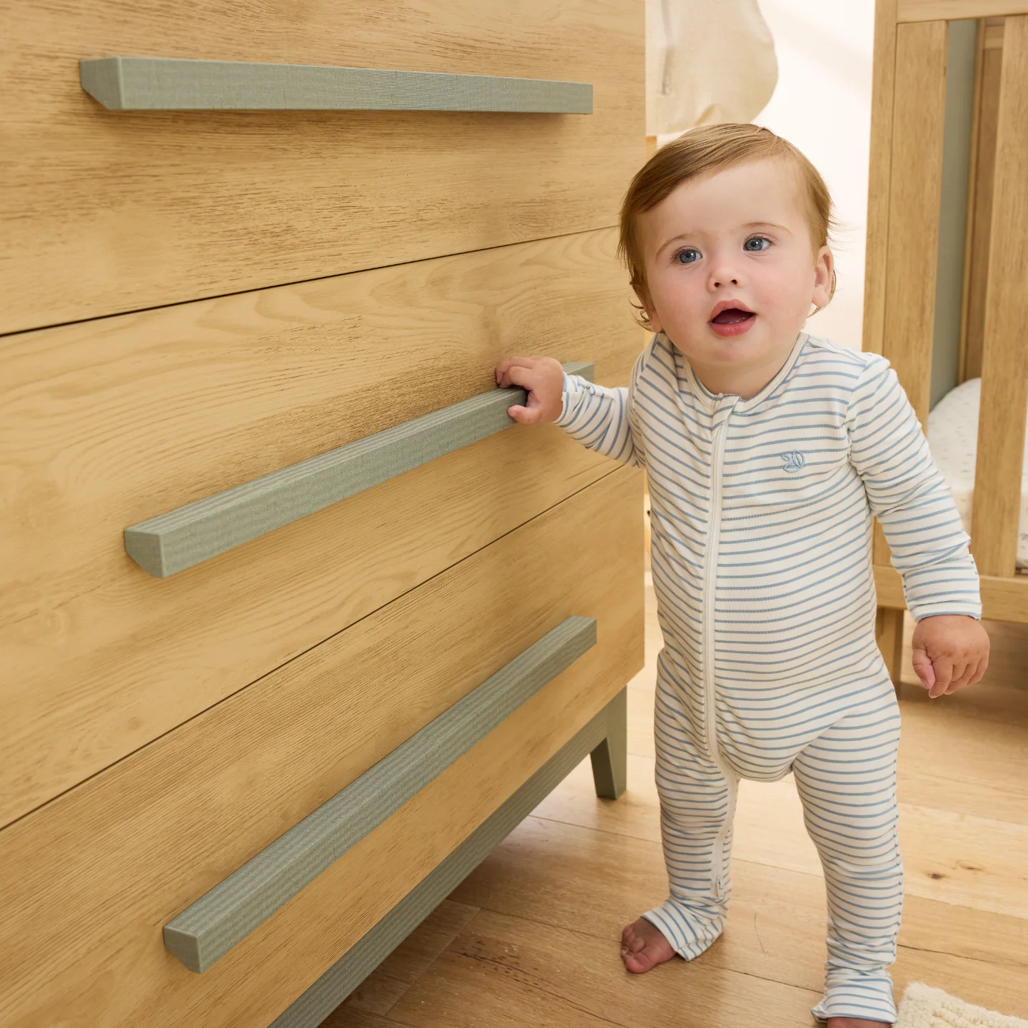 Hallee Chest Changer in Sage Weave & Golden Oak - Image 4
