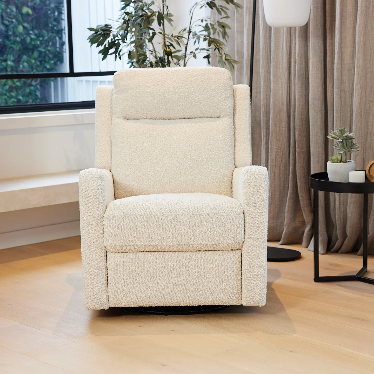 Henry Electric Recliner Glider Chair with USB in Vanilla Bouclé - Image 5