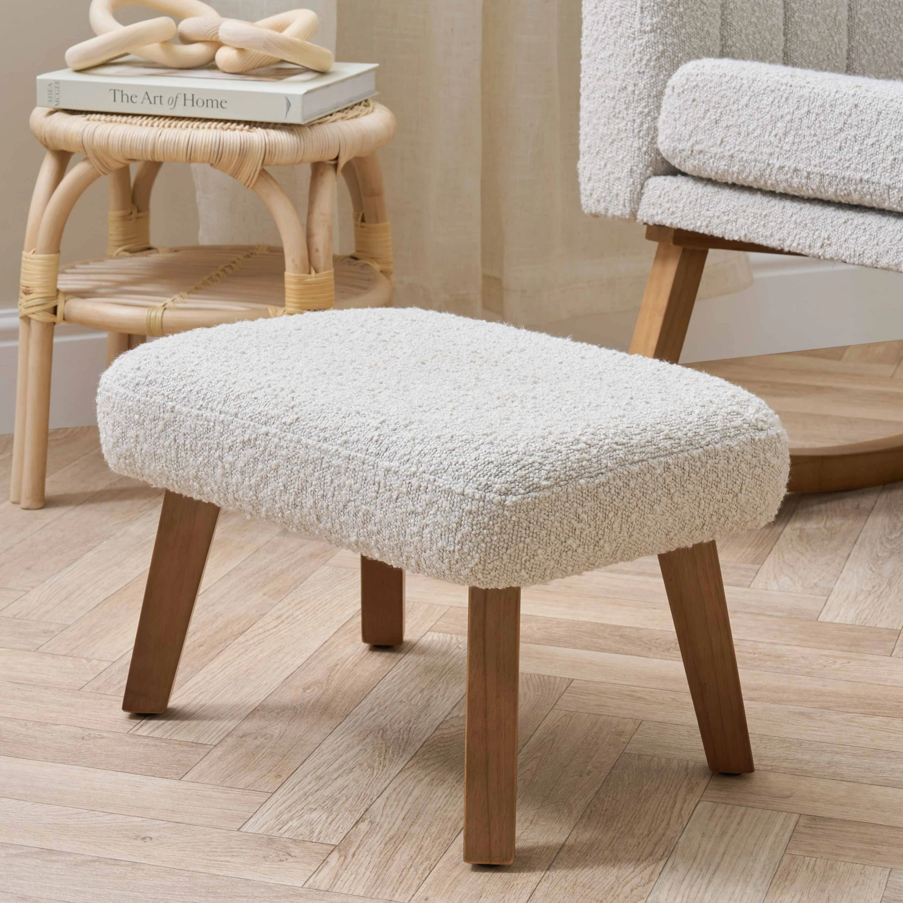 Jonah Rocking Chair & Foot Stool in Mushroom Boucle - Image 13