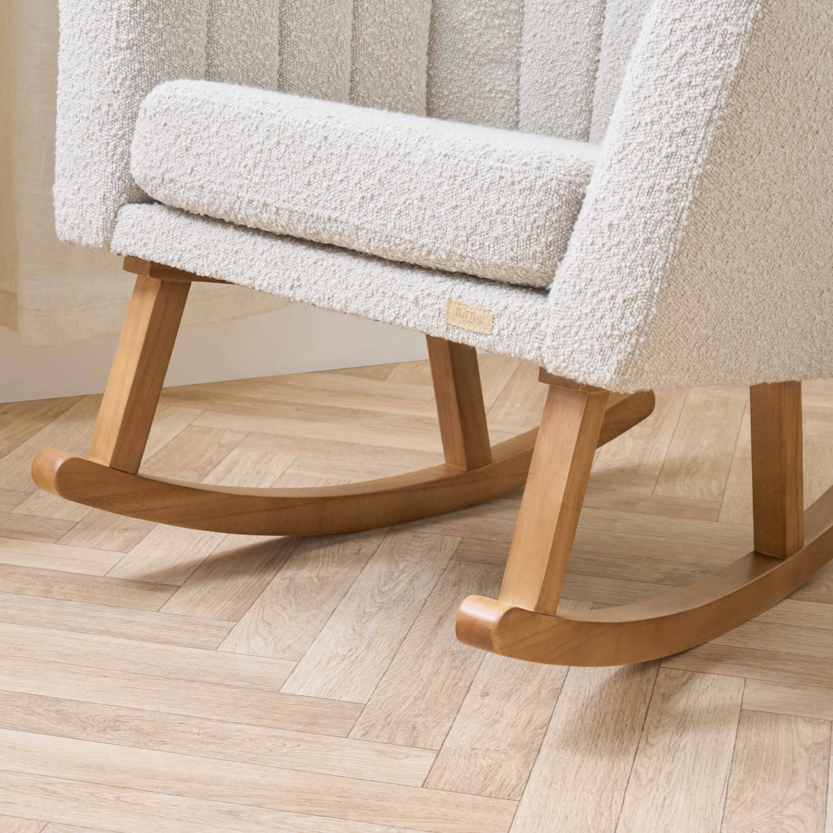 Jonah Rocking Chair & Foot Stool in Mushroom Boucle - Image 4