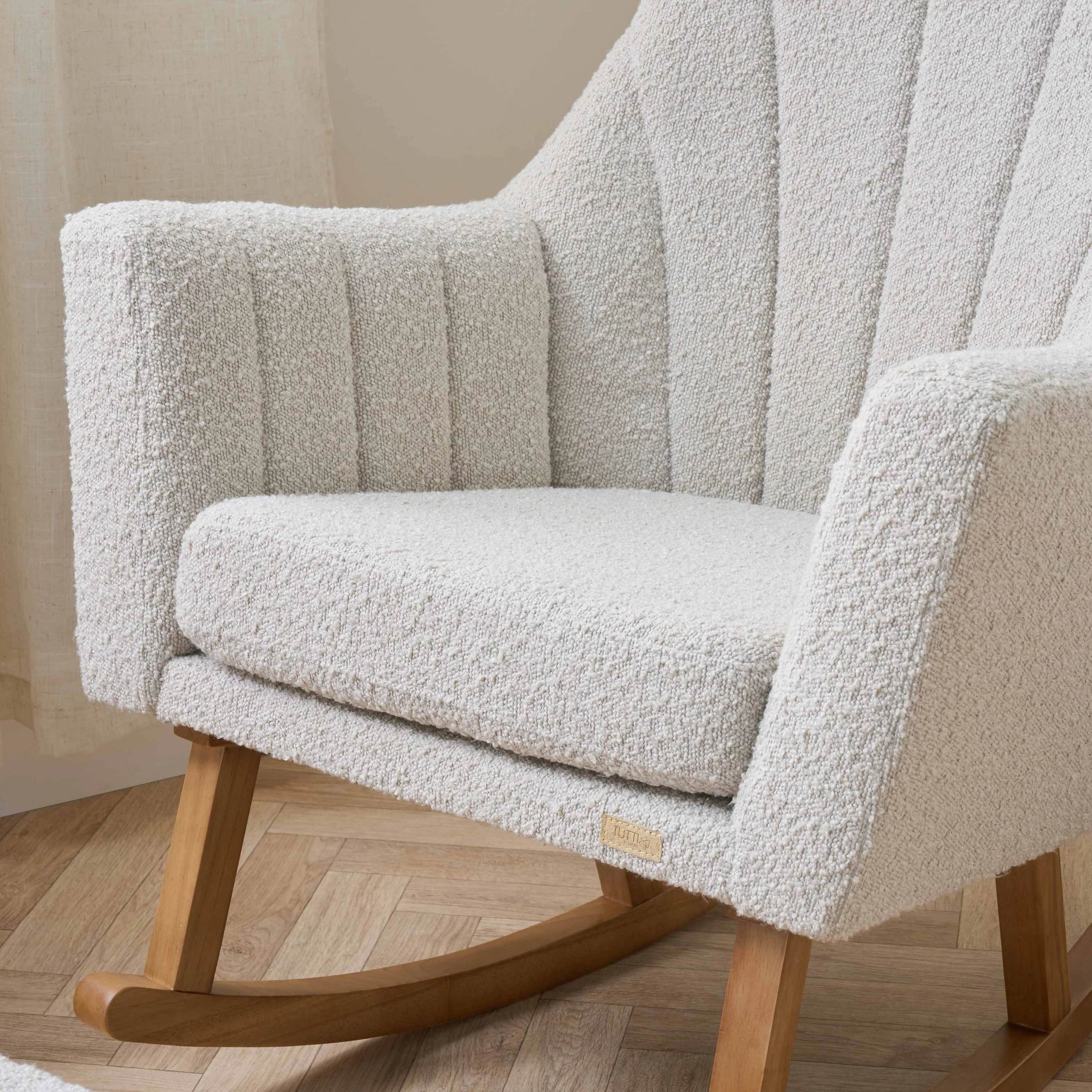 Jonah Rocking Chair & Foot Stool in Mushroom Boucle - Image 6