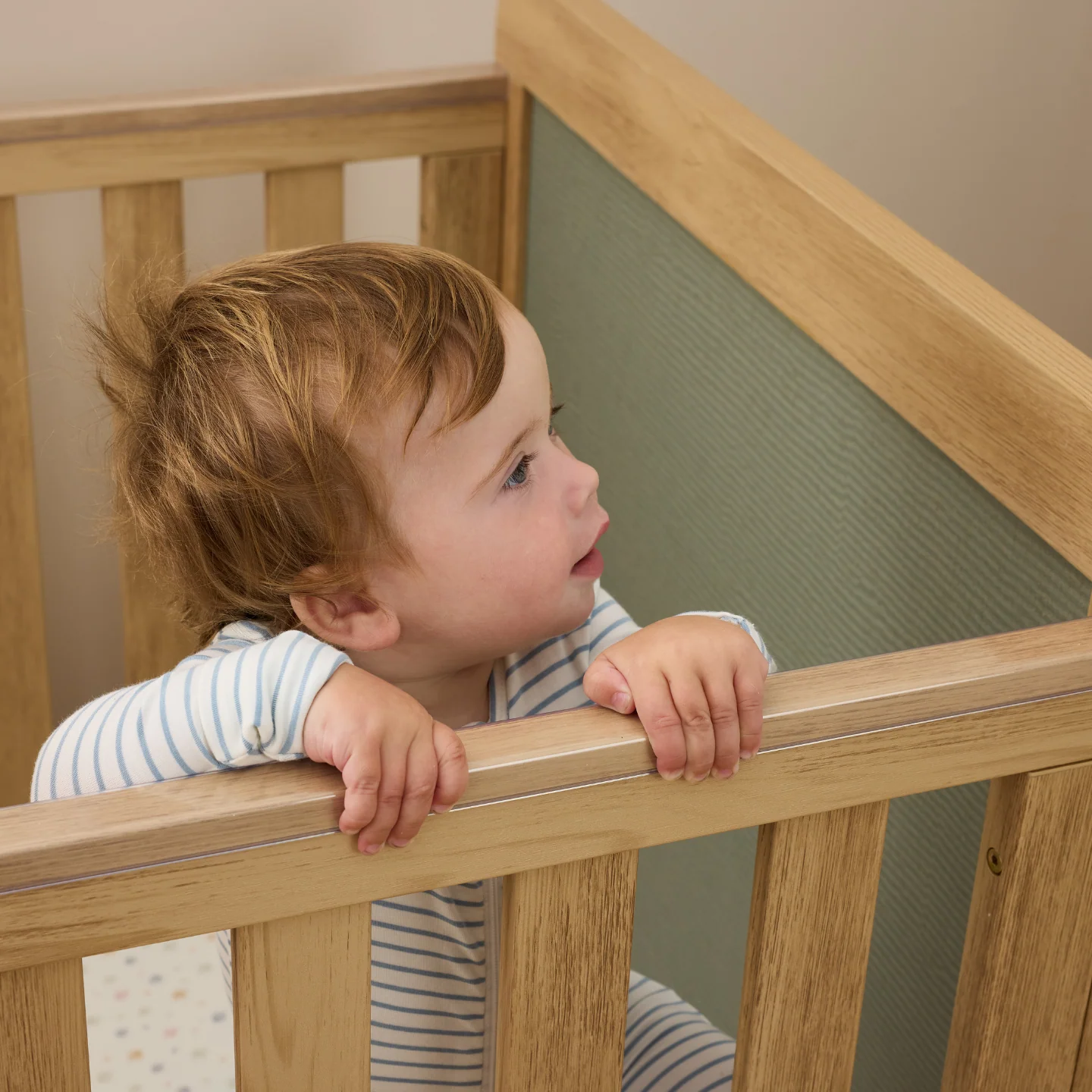 Kuba Cot in Sage Weave & Golden Oak - Image 5