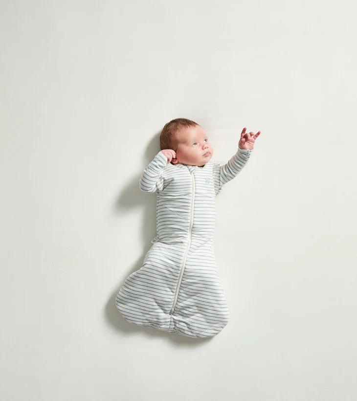 Light Zippee Baby Romper in Dusk Blue Stripe - Image 7