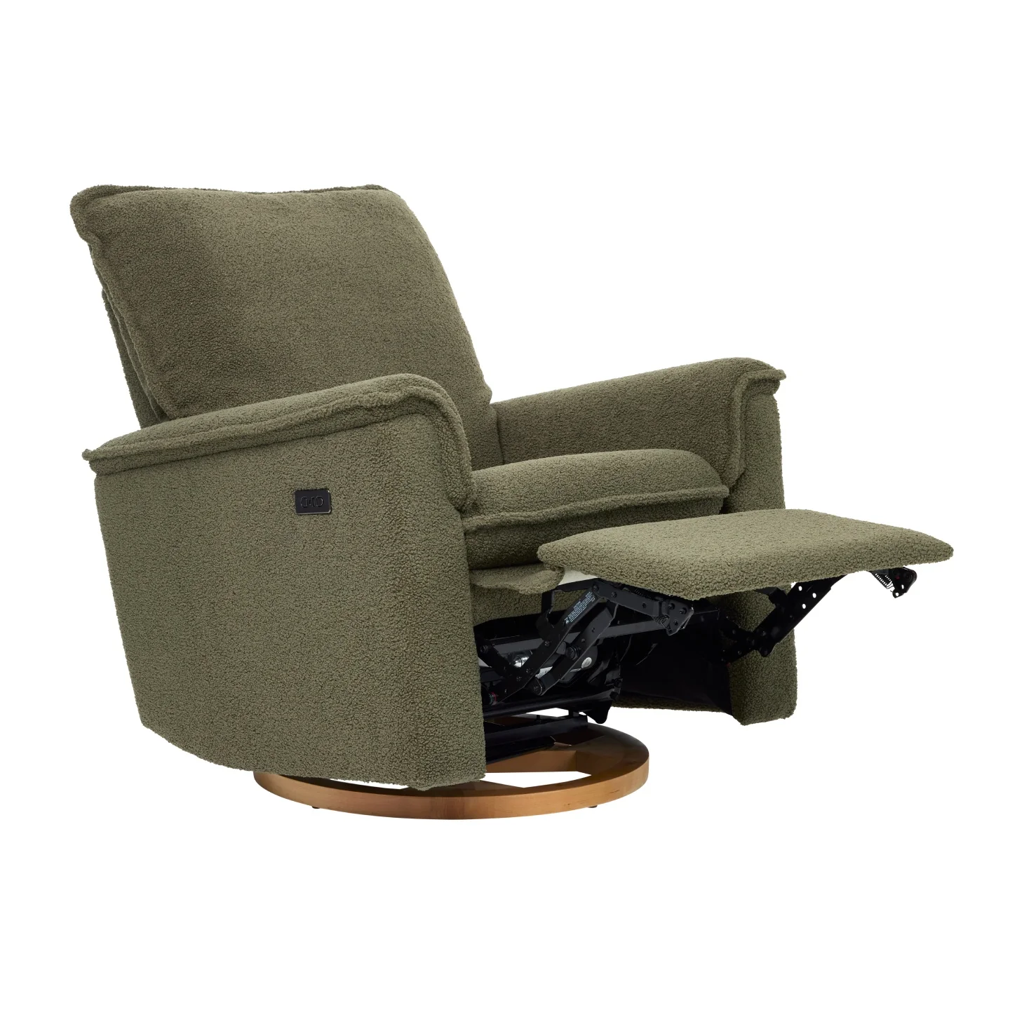 Louie Electric Recliner Glider Nursery Chair in Olive Teddy - Image 10