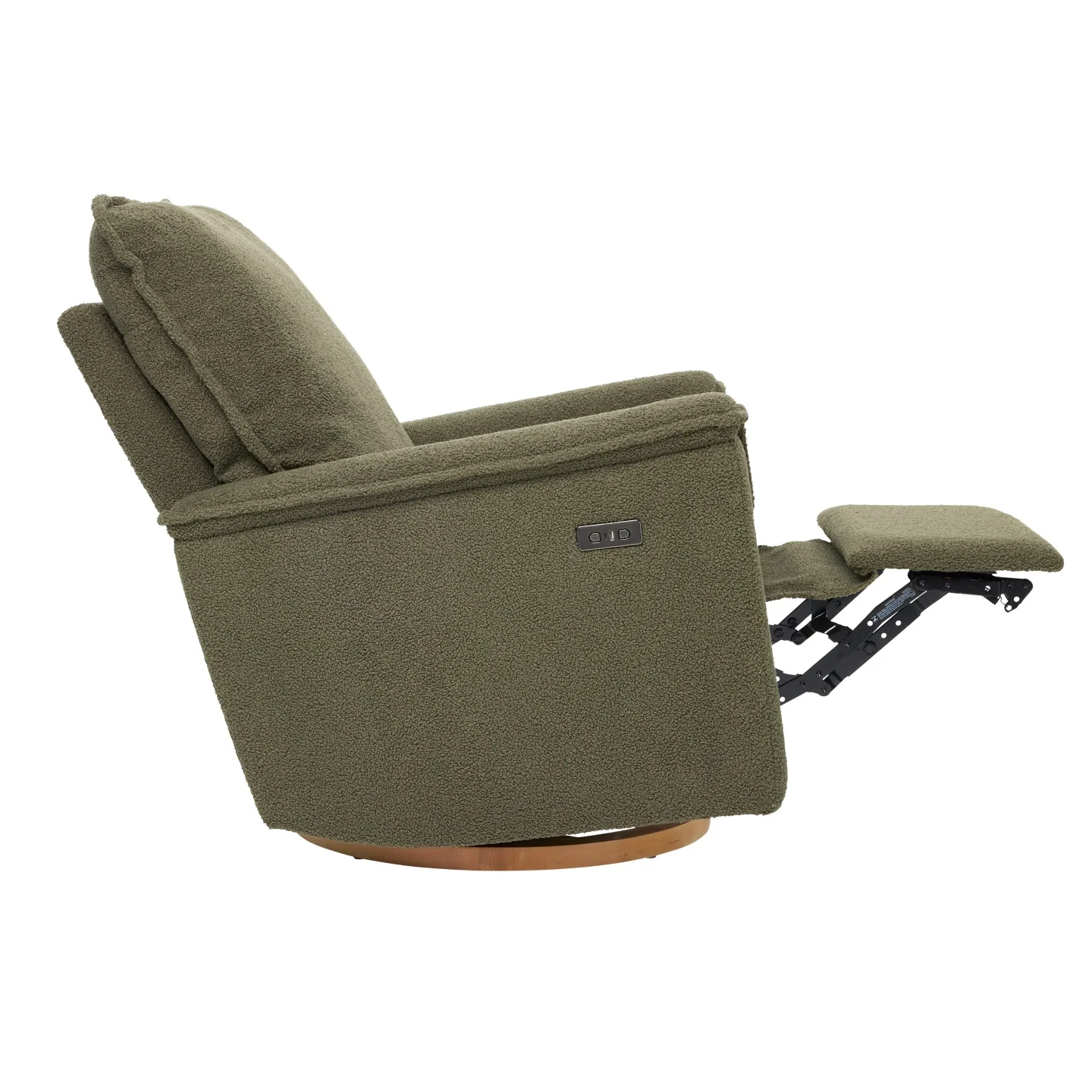 Louie Electric Recliner Glider Nursery Chair in Olive Teddy - Image 8
