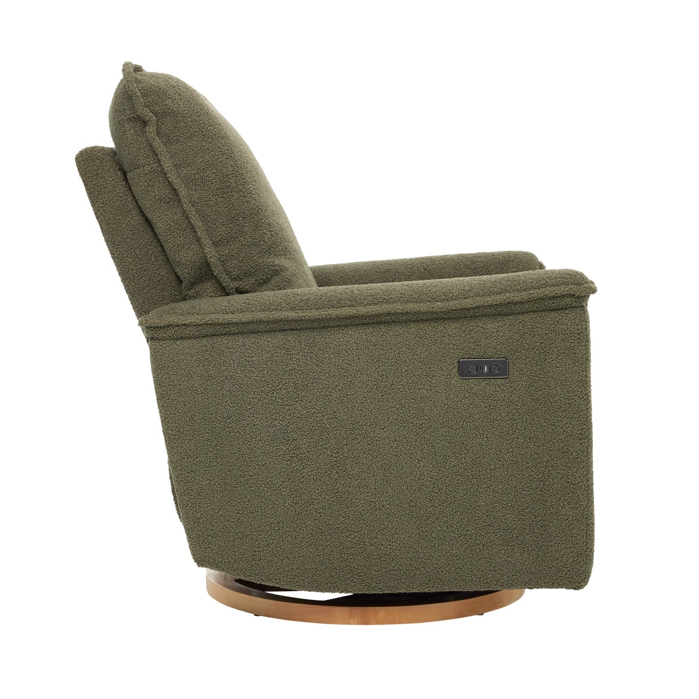 Louie Electric Recliner Glider Nursery Chair in Olive Teddy - Image 9