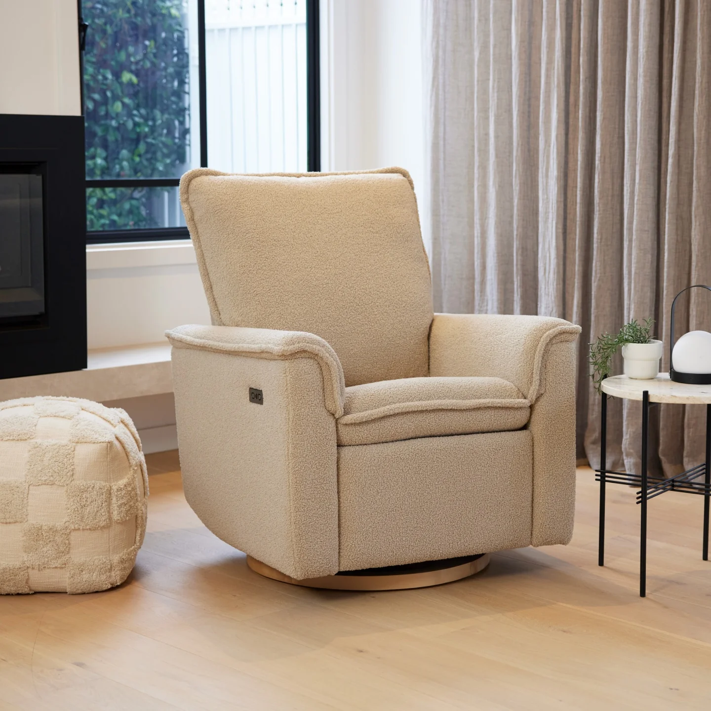 Louie Electric Recliner Glider Nursery Chair in Taupe Teddy - Image 6