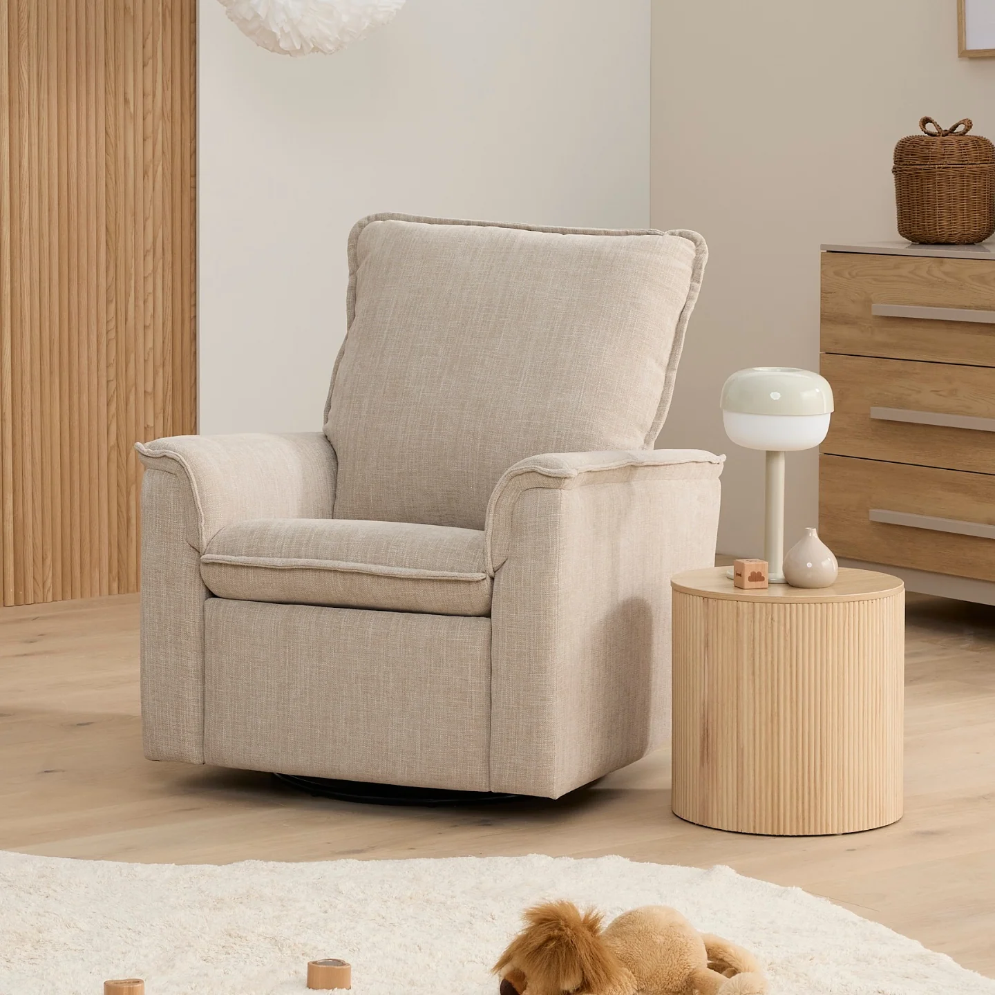 Louie Recliner Glider Nursery Chair in Latté - Image 3