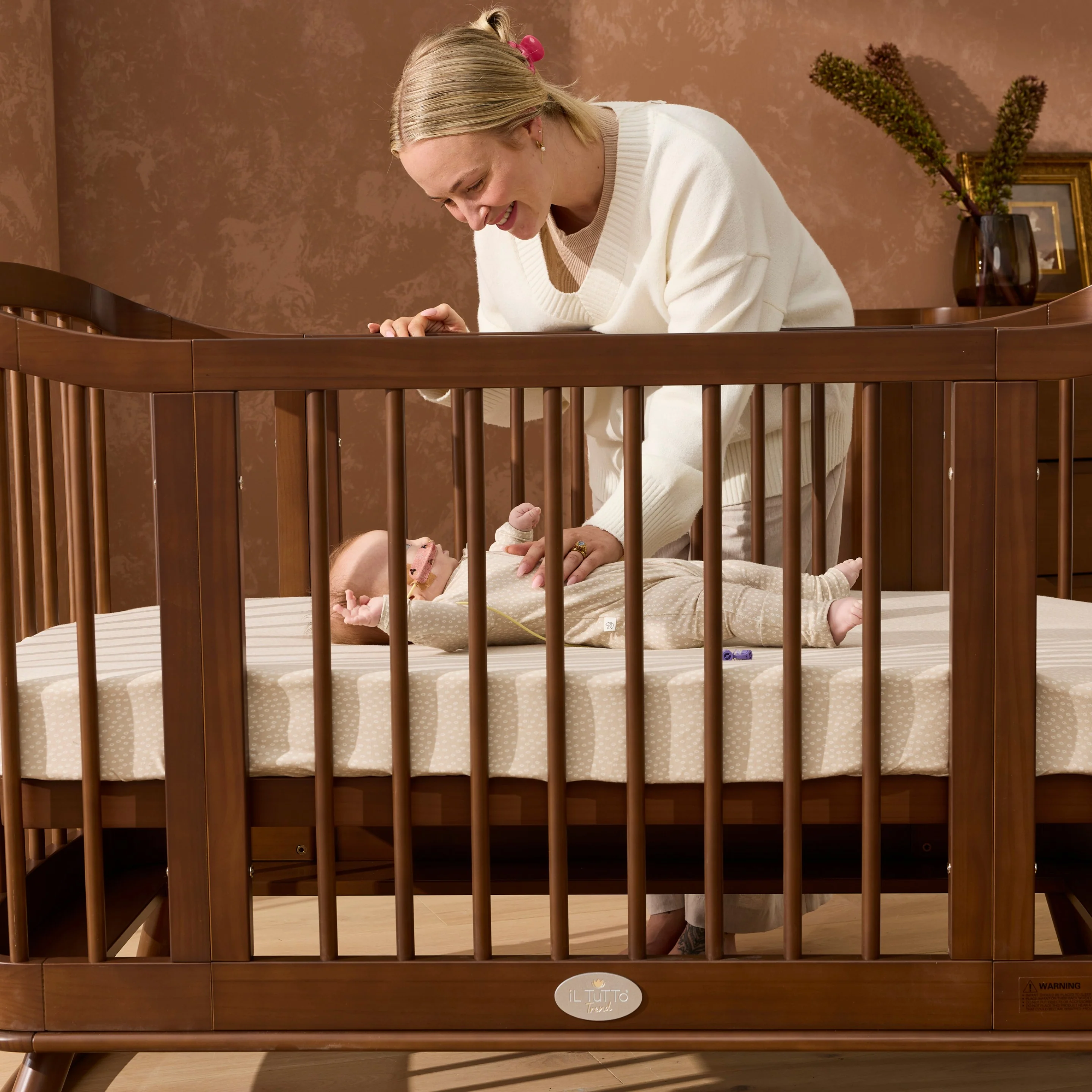 Luca Sustainable Timber Cot in Walnut - Image 4