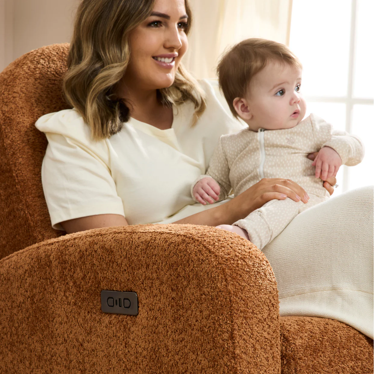 Maya Electric Recliner Glider Nursery Chair in Vintage Rust - Image 12