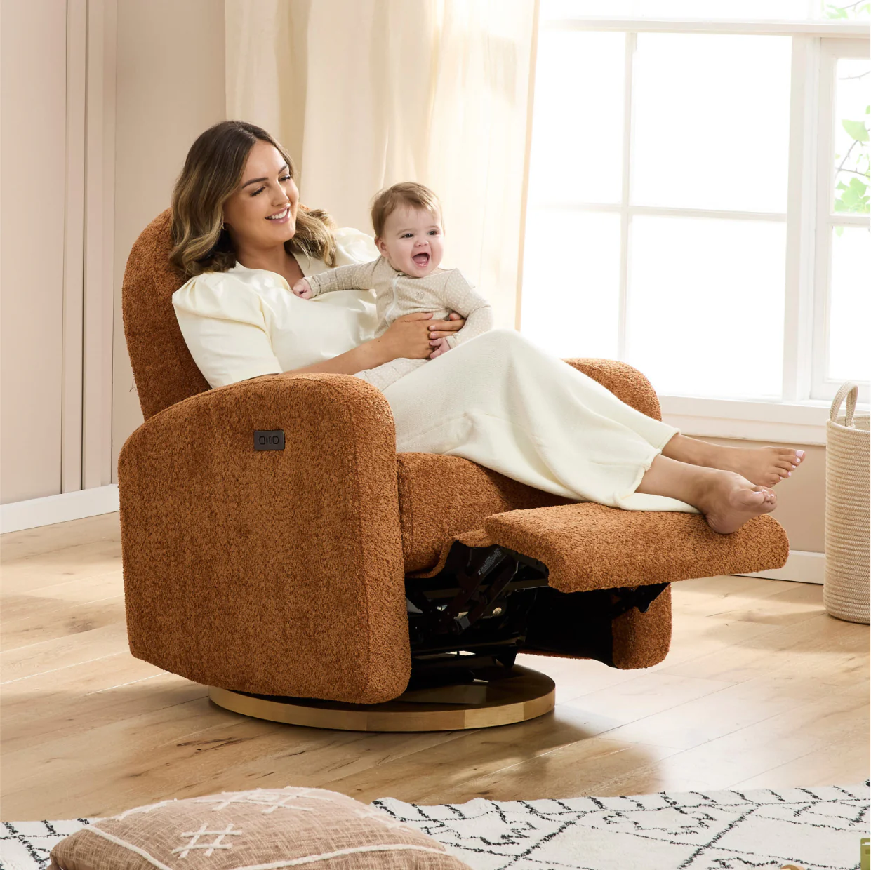 Maya Electric Recliner Glider Nursery Chair in Vintage Rust - Image 9