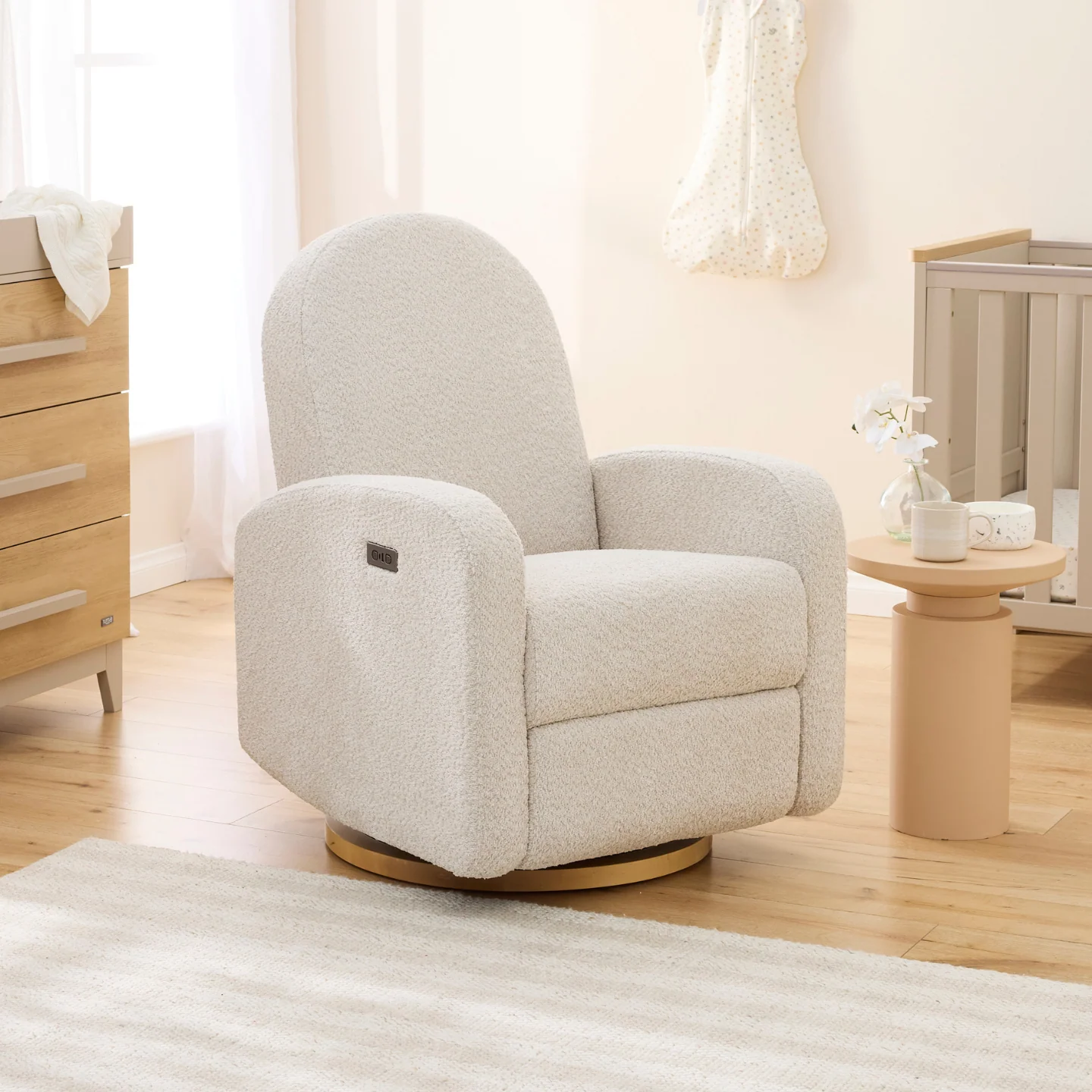 Maya Electric Recliner Glider Nursery Chair in Warm Beige - Image 9