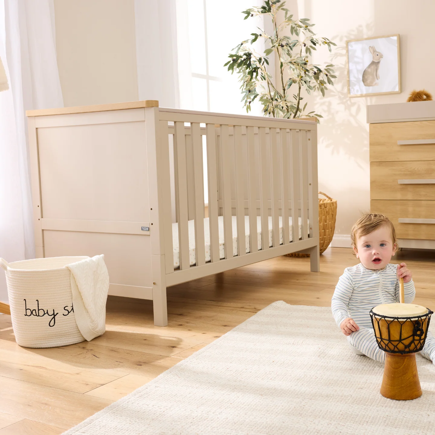 Misha Cot in Mushroom & Golden Oak - Image 3