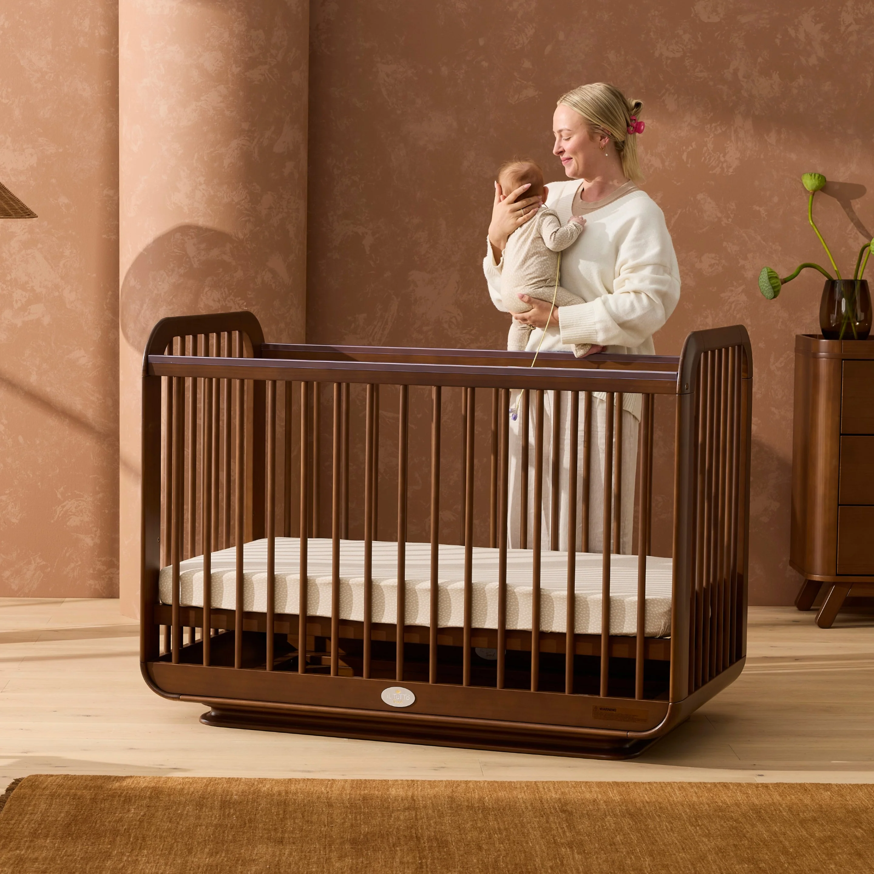 Ollie Sustainable Timber Cot in Walnut - Image 4