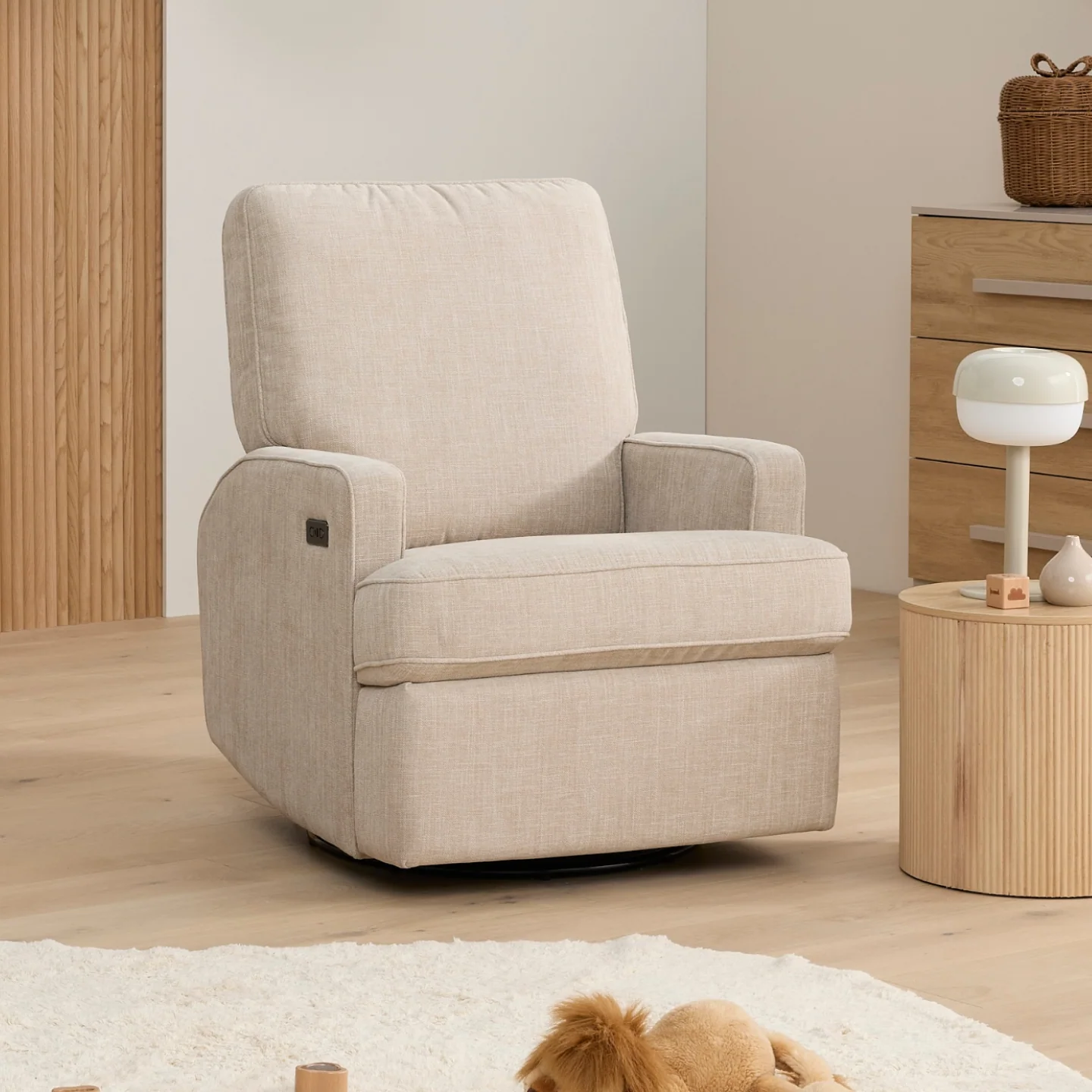 Quinn Electric Recliner Glider Chair with USB in Latté - Image 3
