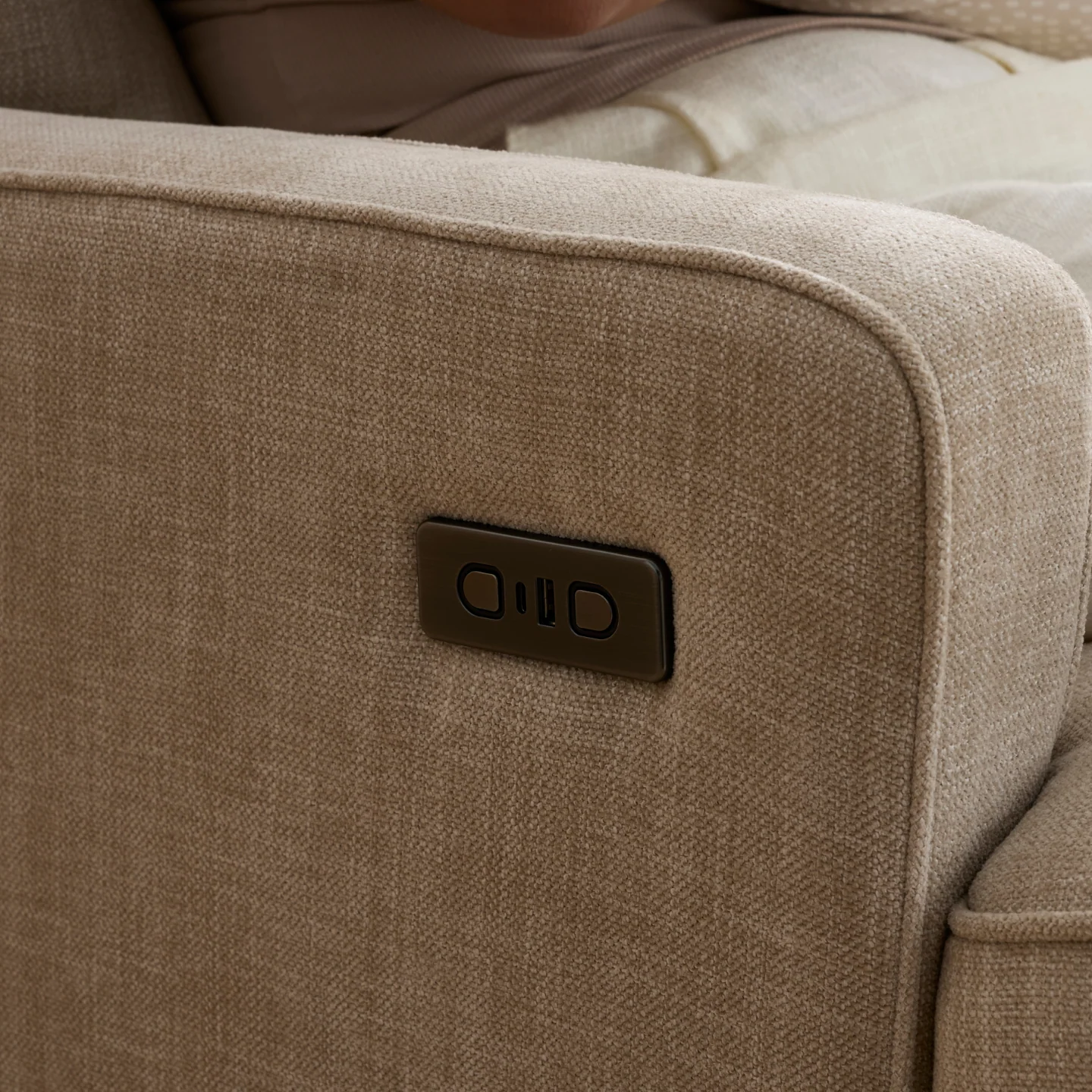 Quinn Electric Recliner Glider Chair with USB in Latté - Image 7