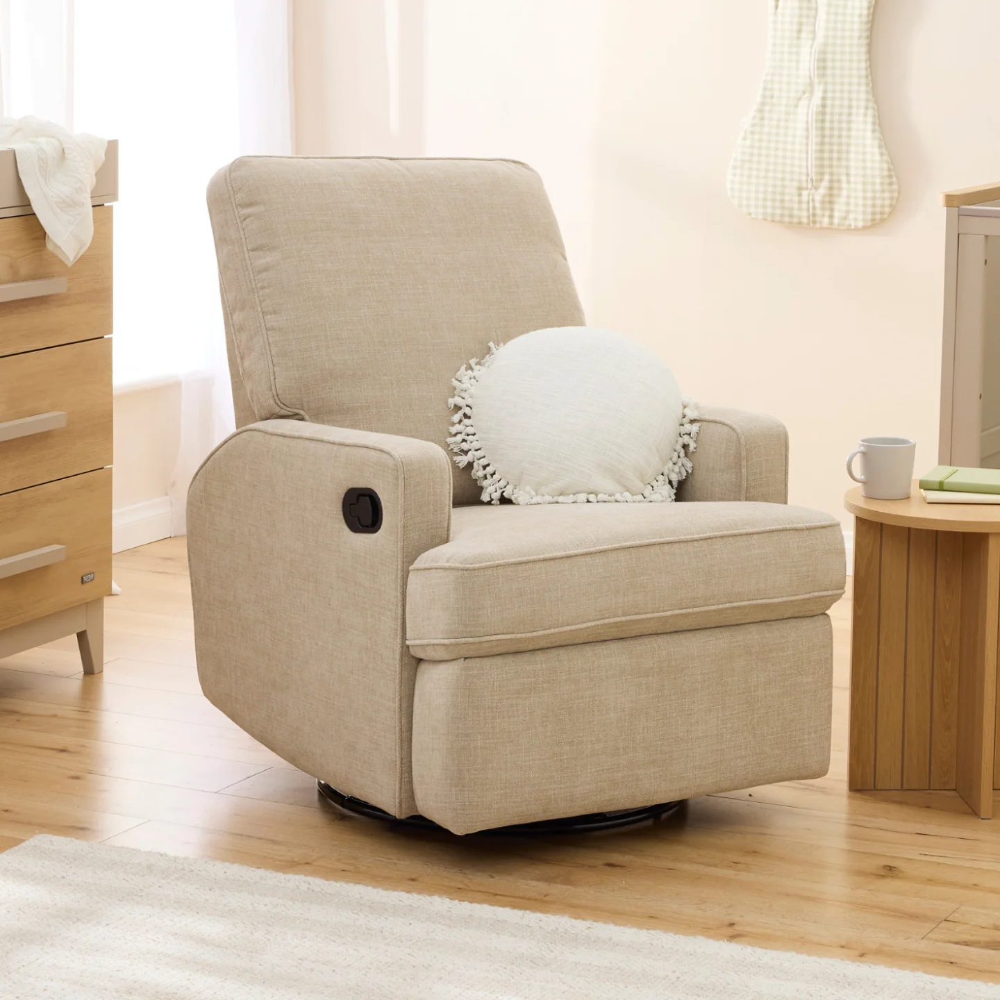 Quinn Recliner Glider Nursery Chair in Latté - Image 3