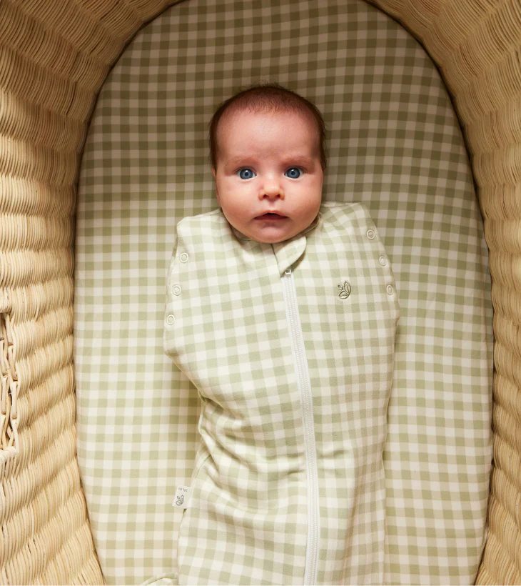 Swaddle Sleeping Bag in Gumleaf Gingham | 0.5 TOG - Image 5