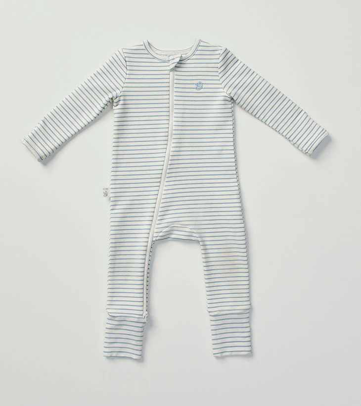 Warm Zippee Baby Romper in Dusk Blue Stripe - Image 3
