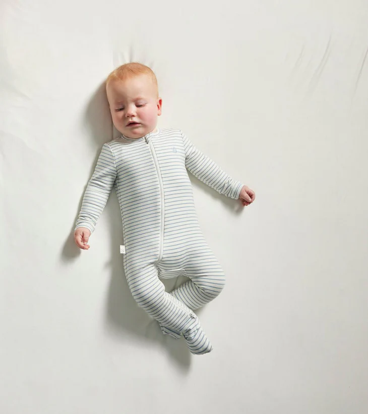 Warm Zippee Baby Romper in Dusk Blue Stripe - Image 6