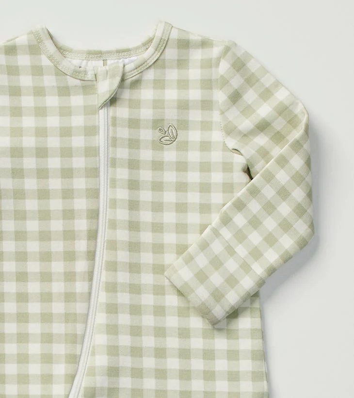 Warm Zippee Baby Romper in Gumleaf Gingham - Image 3