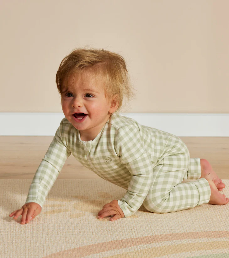 Warm Zippee Baby Romper in Gumleaf Gingham - Image 4