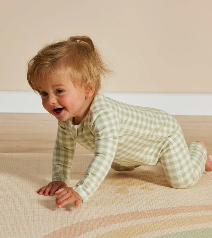 Warm Zippee Baby Romper in Gumleaf Gingham - Image 5